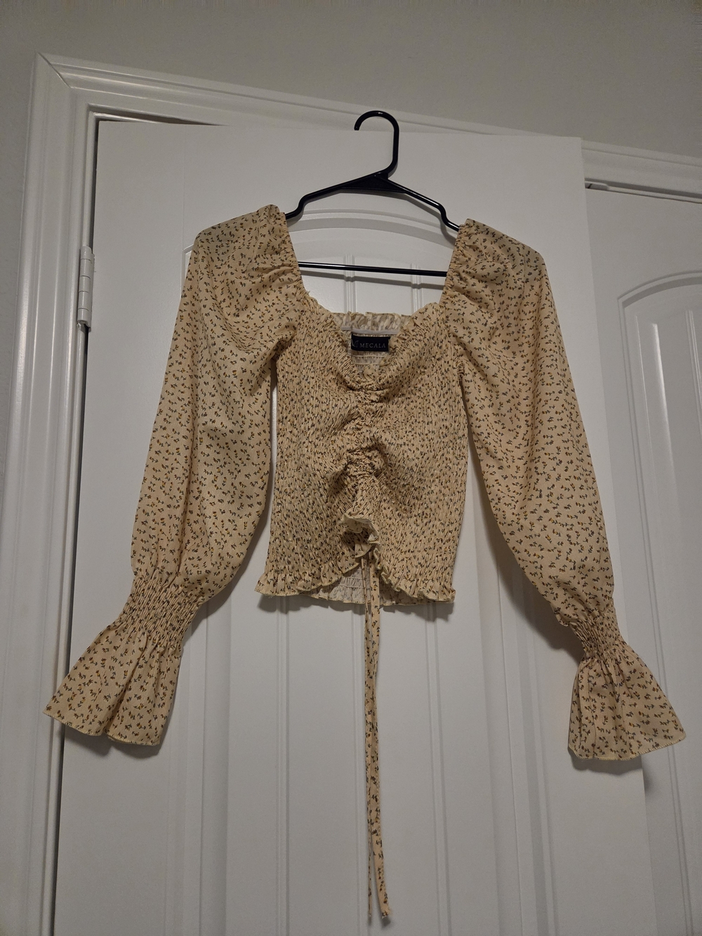 Yellow/Cream Floral Smocked Puff Sleeve Cottagecore Boho Summer Top